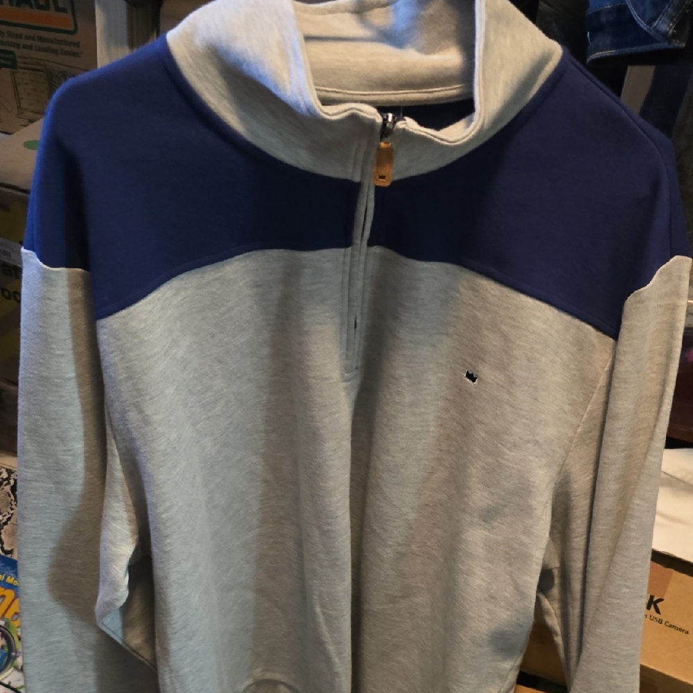 Crown & Ivy Men's Blue and Gray Zip-Up Sweater - NWOT